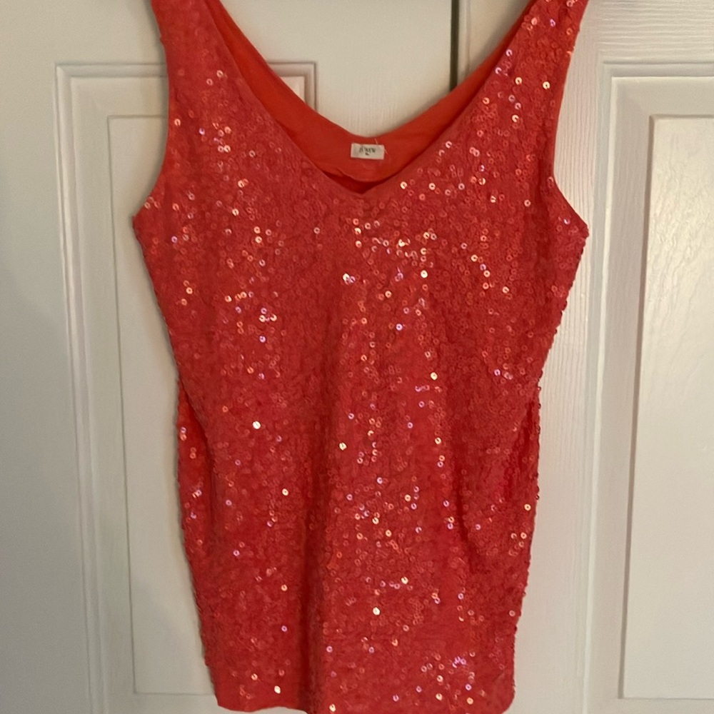 J. Crew Coral Sequin Tank Top